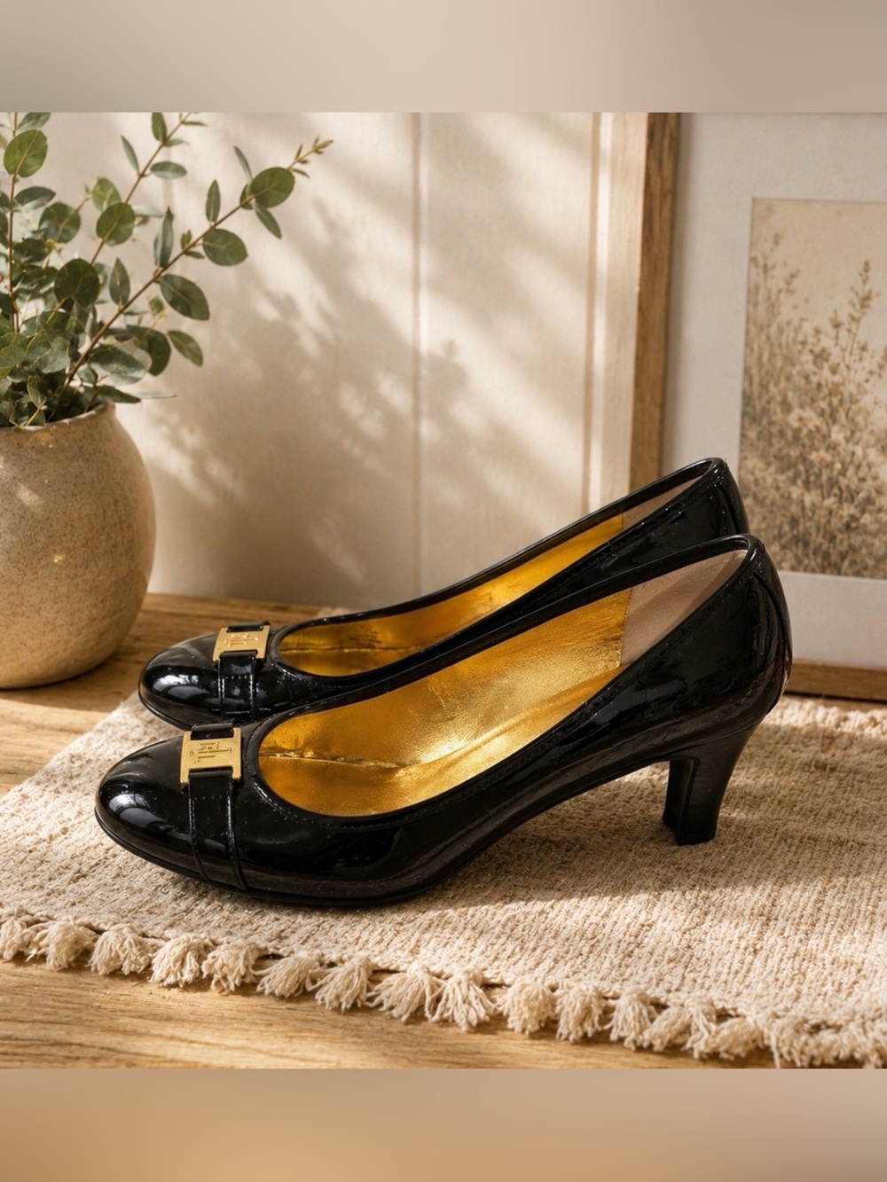 Lauren Ralph Lauren Black Patent Leather Heel Pumps size 6.5 B